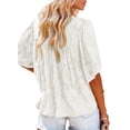 thumbnail image 3 of hirigin Women's Casual Blouse Bell Sleeve V-Neck Flower Texture Button-Down Loose Ruffle Shirt for Ladies, 3 of 5