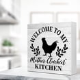 thumbnail image 4 of Zomyto 5"x5" Funny Kitchen Wood Block Signs,Welcome To My Mother Kitchen Wooden Box Sign, 4 of 7