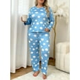 thumbnail image 3 of ValueVibe Plus Size Pajama Sets for Women 2 Piece Long Sleeve Floral Print Loungewear with Pocket, Blue 7XL, 3 of 8