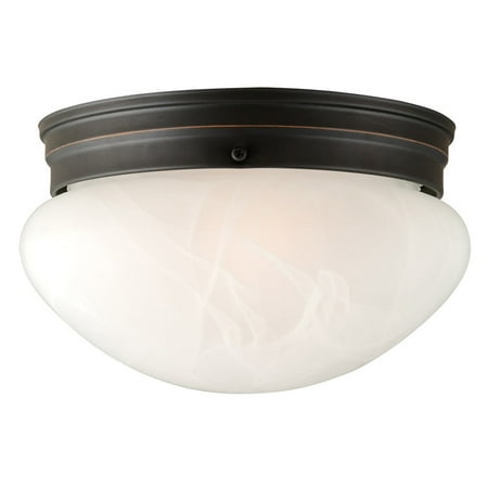 Hunter Oil Rubbed Lighting - Design House 514539 Millbridge 2-Light Ceiling Light, Alabaster Glass, Oil Rubbed Bronze