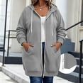 thumbnail image 2 of Virmaxy Women's Plus Size Full Zip Long Hoodie Sweatshirt Long Sleeve Oversized Casual Jacket with Side Pockets for Fall Winter Daily Wear L-XXXXXL, 2 of 7