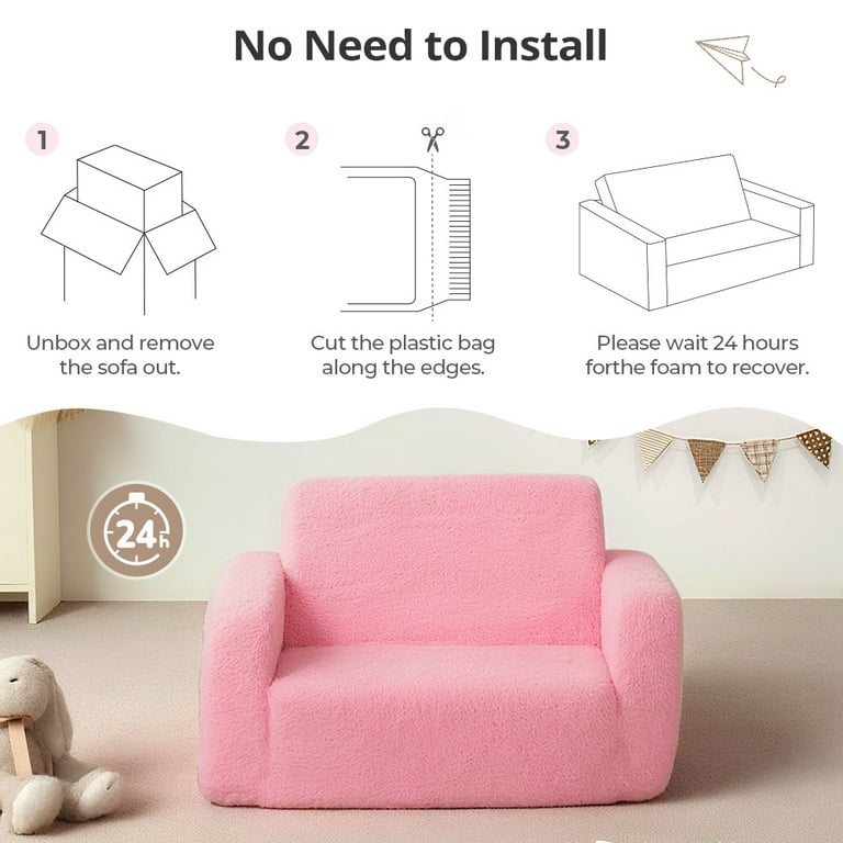 Caveen Kids Sofa, 2-in-1 Foldable Toddler Chair and Lounger