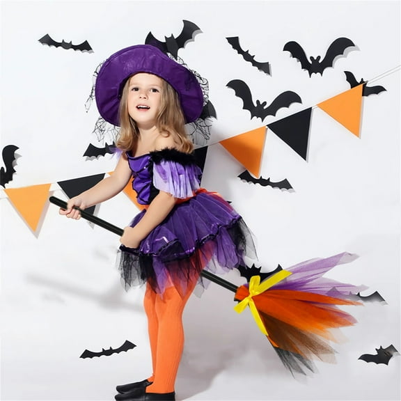 Halloween Witch Broom Party Dancing Broom Real Flying Broom Night Haunted Witch Game Dress up Halloween Decoration Party Supplies