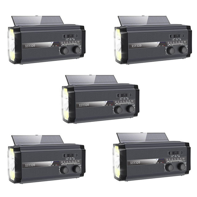 5X Emergency Weather Radio Hand Crank Solar Radio Portable AM/FM/ Radio with 5 Charging Modes Cell Phone Charger