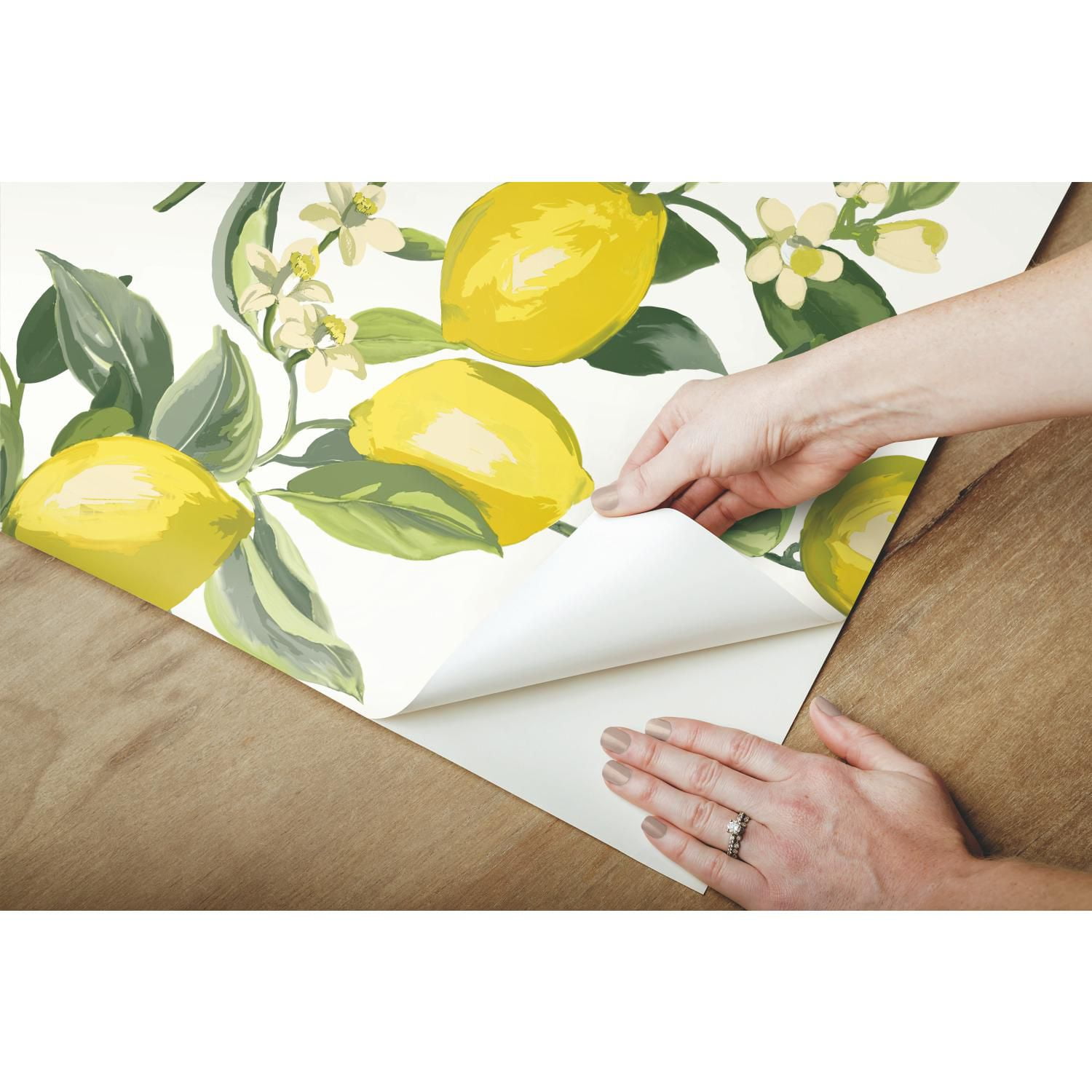 Roommates Lemon Zest Peel & Stick Wallpaper