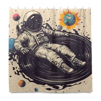 Yayeee Shower Curtain with Hooks 72"x72" Waterproof Fabric Bathroom Hanging Decor, Beige Record