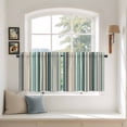 thumbnail image 2 of Teal Blue Striped Tier Curtains 36 Inch Length, Farmhouse Stripes Modern Abstract Cafe Short Curtains for Bathroom Over Sink, Small Kitchen Curtain Light Filtering Tiered Drapes 2 Panels 27.5"Wx36"L, 2 of 8