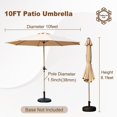 thumbnail image 7 of 10 FT Patio Umbrella with Push Button Tilt and Crank, Outdoor Sunshade Table Umbrella with 8 Sturdy Ribs for Garden Deck Backyard Pool, Beige, 7 of 7