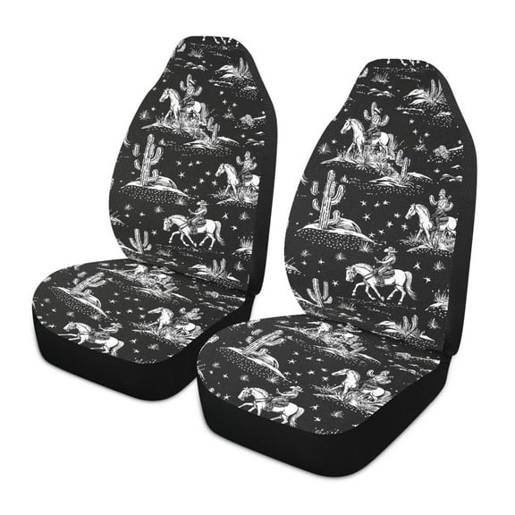 ALAZA Cowboy Horses Car Seat Covers 2 PCs Universal Auto Front Seats Interior Protector
