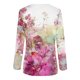 thumbnail image 5 of Blusa superior informal con cuello redondo y estampado de manga larga para mujer, color rosa intenso/L, 5 of 6