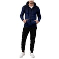 thumbnail image 2 of Stamzod Mens Two Piece Track Suit Fashion Patchwork Printing Long Sleeve Zip Up Hoodie Jackets and Sweatpants Set Casual Workout Sweatsuits for Men Navy-1 XL, 2 of 5