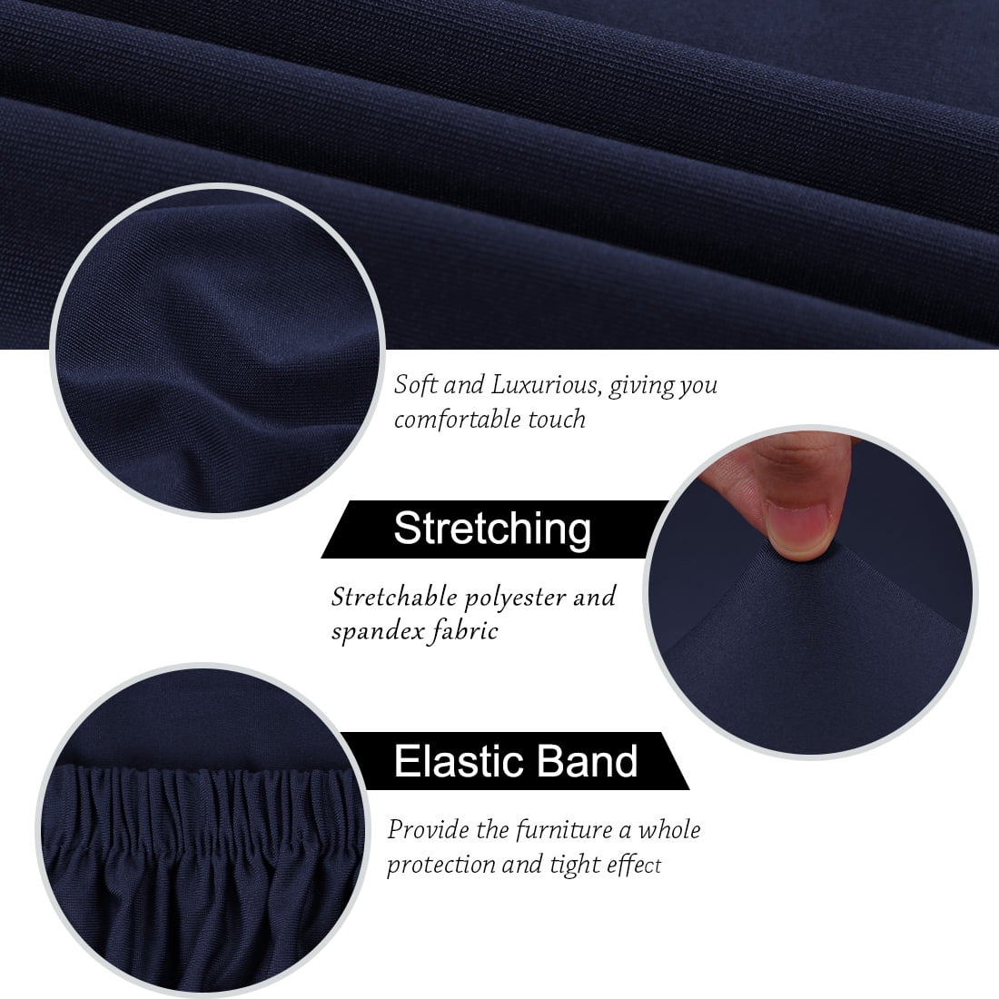 Unique Bargains 4-Pack Solid Dinning Room Chair Cover Stretch Removable Chair Slipcovers Navy Blue