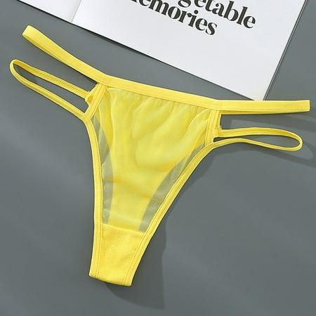 kpoplk Thongs Underwear for Women Cut Out Hollow Out Low Waist Thongs cheeky Seamless Underwear Briefs Panties L Yellow