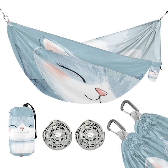 Hammock Camping Hammock Nylon Portable Hammock Travel Camping Hammock Blue Smiling Cat