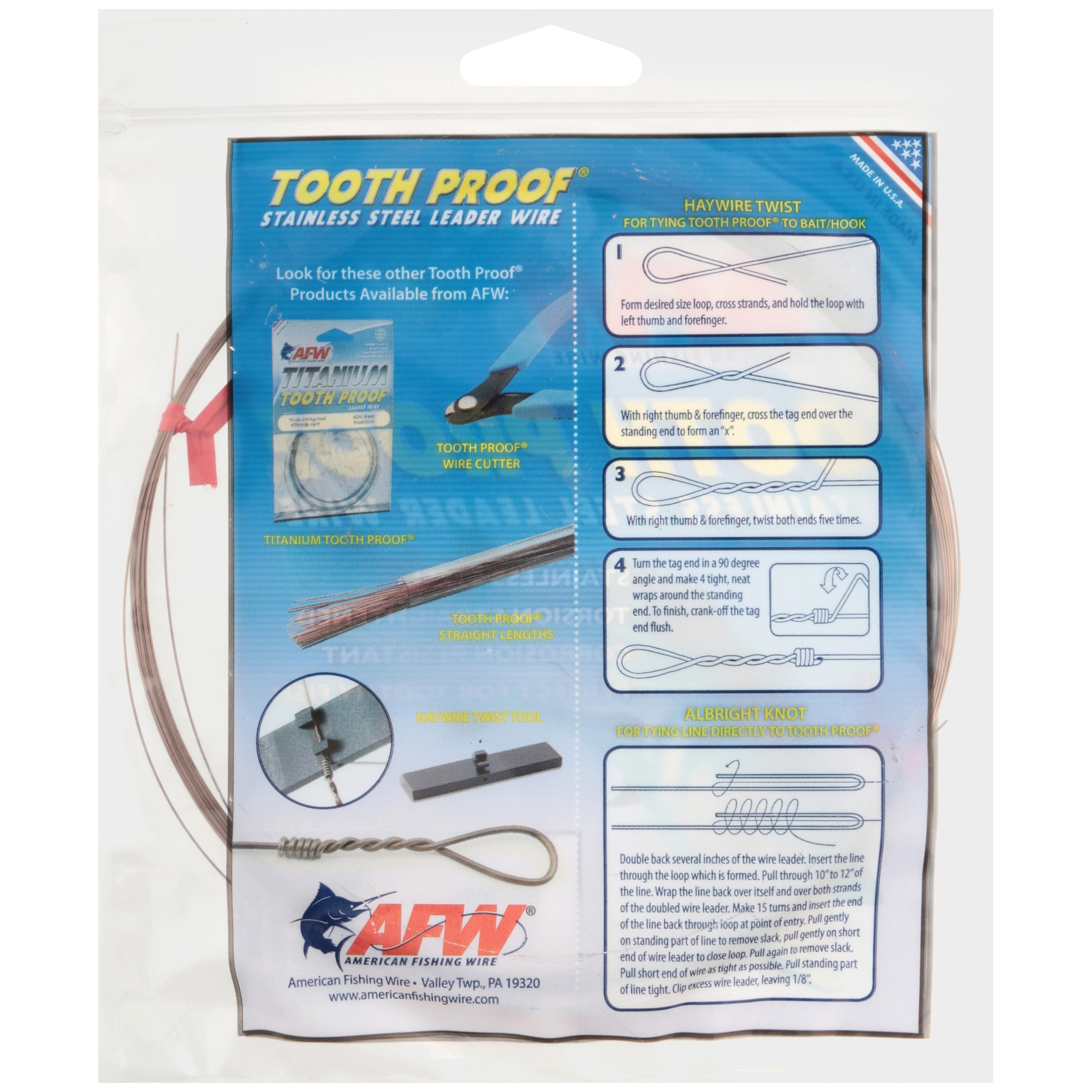 American Fishing Wire Tooth Proof Stainless Steel Single Strand Leader Wire
