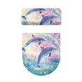 thumbnail image 2 of HELLHERO Round Toilet Lid Dust Cover, Machine Washable Elastic Fabric Toilet Lid Cover and Toilet Tank Lid Cover, 17x21 Inches (Dolphins), 2 of 8