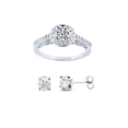 thumbnail image 5 of ADIRFINE 925 Sterling Silver Colored Cubic Zirconia Halo Ring Earrings Set, 5 of 5