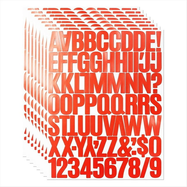 8 Hojas de Pegatinas de Letras y Números de 1,5 Pulgadas, 576 Pegatinas Adhesivas del Alfabeto para Álbumes de Recortes, Color Rojo.