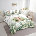 thumbnail image 3 of Kawaii Rabbit Full Comforter Set 7 Pieces Cartoon Bunnies Bedding Comforter Sets, Eucalyptus Leaves Bed in a Bag Jungle Wildlife Animals Bedding Set, Botanical Bed Sheets Set, 3 of 6
