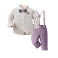 thumbnail image 3 of HAYIMI Toddler Boys Long Sleeve Solid Color T Shirt Tops Suspenders Pants Child Kids Gentleman Outfit Sets Versatile Clothes Sets, 3 of 6