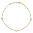 thumbnail image 3 of Primal Gold 14 Karat Yellow Gold Diamond-cut Hearts 10-inch Plus 1-inch Extension Anklet, 3 of 4