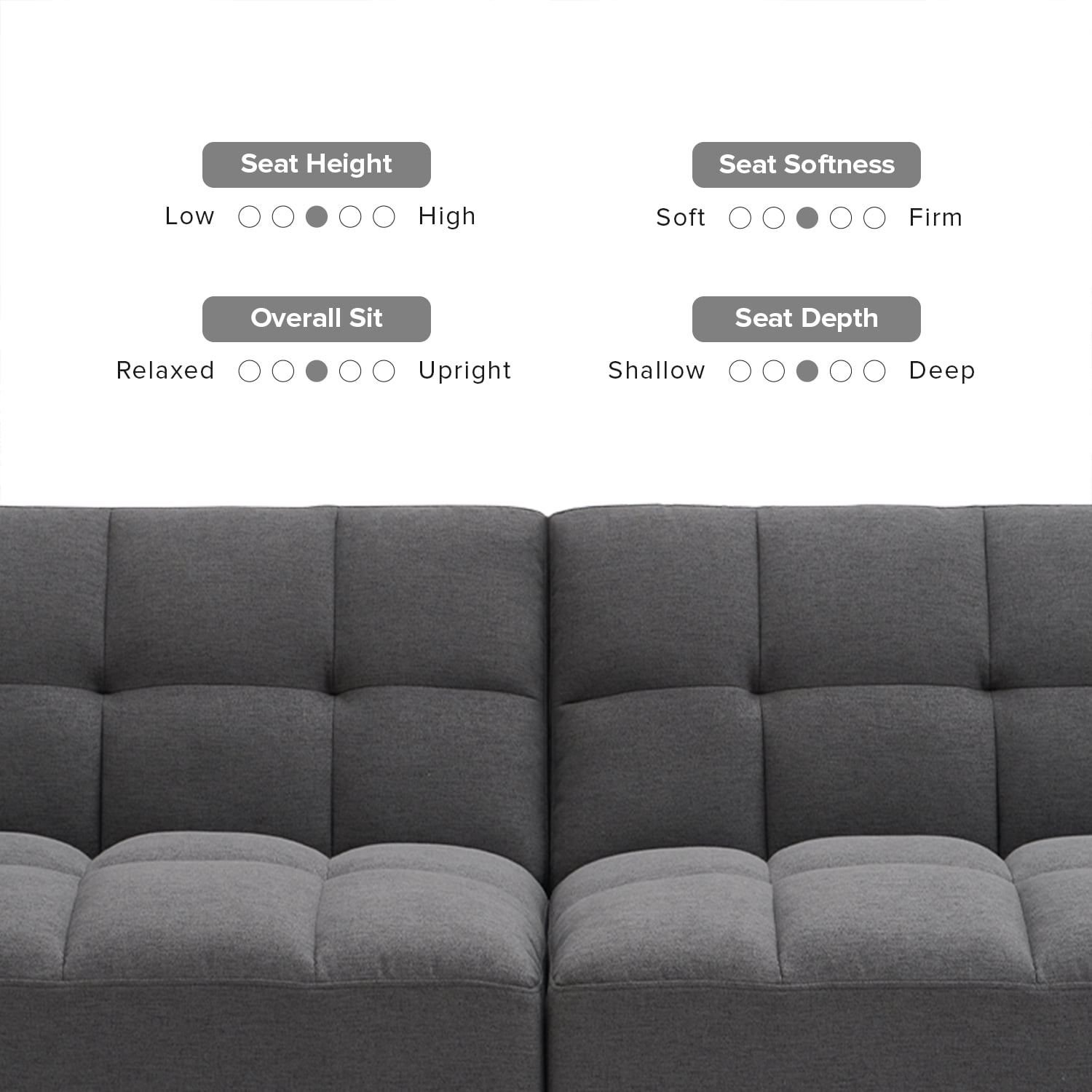 Mopio Aaron Futon Twin Size Convertible Sofa Sleeper Futon with Arms Split Back Design 77.5" Dark Gray Fabric