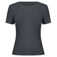 thumbnail image 4 of Teen Girls Cute Tops Girls Short Sleeve Grey Shirt Crewneck Ribbed Knit Girls Summer Tops Shirts for Girls 11-12 Years, 4 of 4