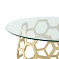 thumbnail image 4 of Inspired Home Tardeni Round Coffee Table Clear Glass Top Geometric Hexagon Metal Frame Modern, 4 of 7