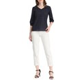 thumbnail image 2 of INSPIRE CHIC Women's Half Sleeve Plaid Button Cuff Puff Sleeve V Neck Blouse S Dark Blue, 2 of 6