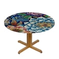 thumbnail image 3 of WERPE Boho Vintage Mandala Flowers Round Tablecloth Waterproof Resistant Fabric White, 3 of 8