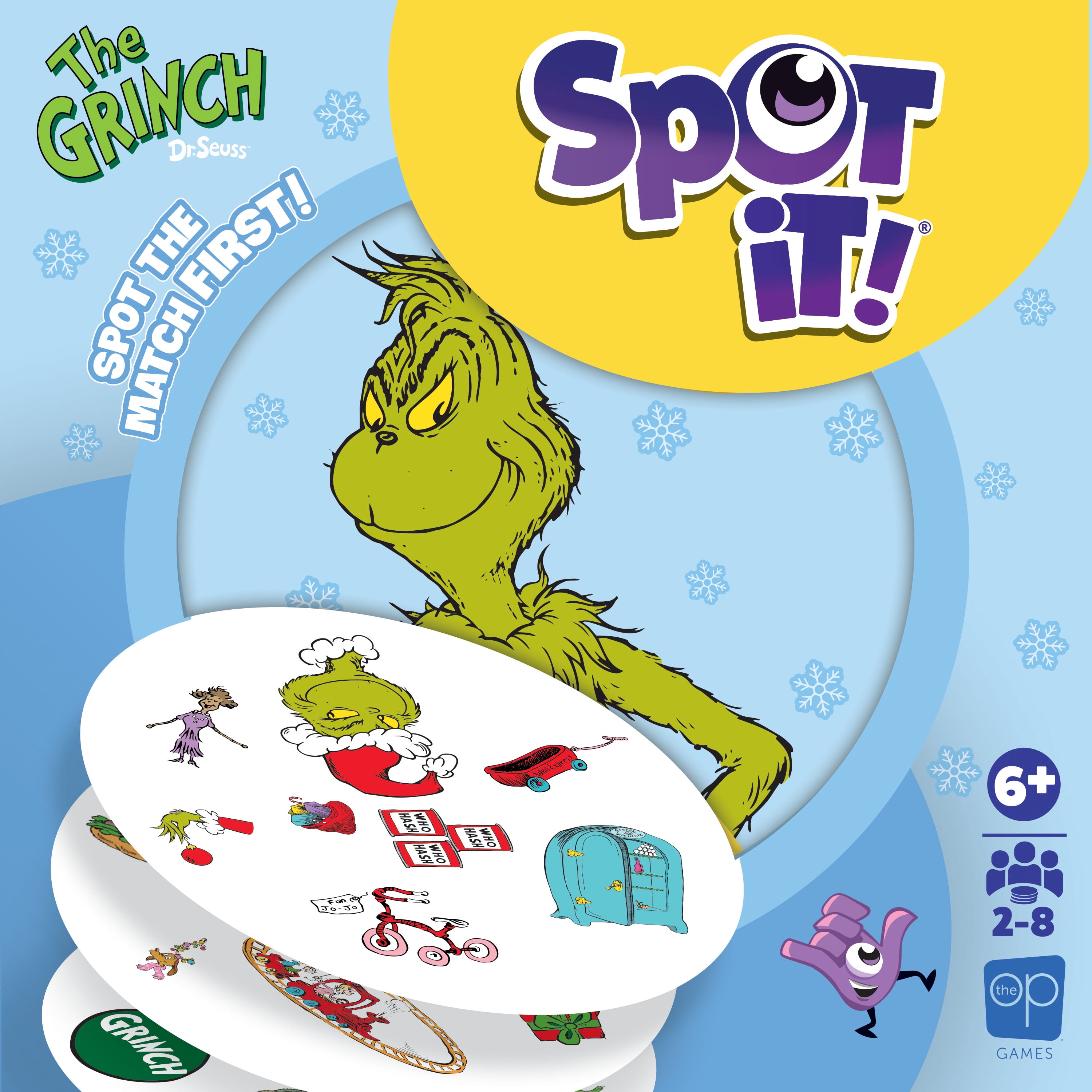 Spot It! The Grinch Card Game, Collectible Tin, Quick Reflexes & Family Fun, By The Op Games