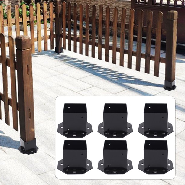 Black Fence Post Support Bolt down Metal Black Powder Coated 4*4 inch 6
