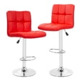 thumbnail image 3 of Raye Faux Leather and Metal Bar Stools - Set of 2, Red, 3 of 12