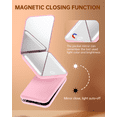 thumbnail image 2 of Gospire Mini Rechargeable Travel Makeup Mirror with Lights and Magnification 1X / 3X, LED Compact Mirror with 3 Light Colors & Adjustable Brightness, Small Vanity Mirror Handheld for Purses Pink, 2 of 6