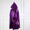 thumbnail image 4 of HAIJIE Halloween Shiny Finish Hooded Tie Neck Long Cape Boys Girls Multiple Solid Tone Seasonal Themed Cloak (Purple,75cm), 4 of 4
