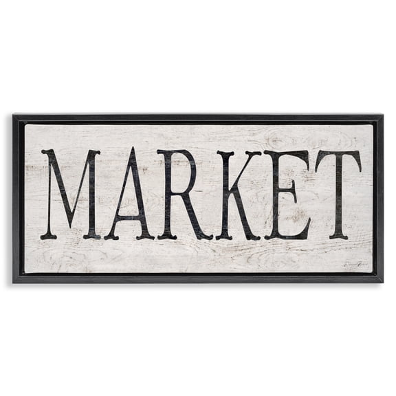 Stupell Industries Rustic Lodge Market Farmhouse Text Black Floating Frame Canvas Art, 25 x 11, by Denise Brown