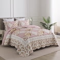 thumbnail image 2 of Nordmiex 3-Piece Microfiber Quilt Sets Floral Patchwork Bedspreads Reversible Coverlet Sets (Queen, Pink), 2 of 9