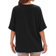 thumbnail image 3 of MOYIKO Oversized T shirts for Women V Neck Short Sleeve Loose Tees Summer Casual Basic Tops, 3 of 7