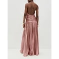 thumbnail image 5 of Women'S Luxury Metallic Pleated Slit Tie Halter Sleeveless Elegant Pleated Maxi Dress Pink L, 5 of 6