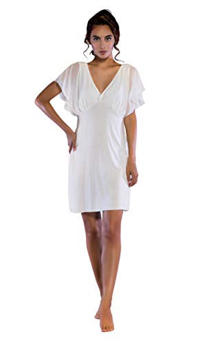 NACHILA Soft Bamboo Nightgowns for Women Sleep Shirts Lightweight Short Sleeve Lounge Dress Plus Size Sleepwear S-4X 