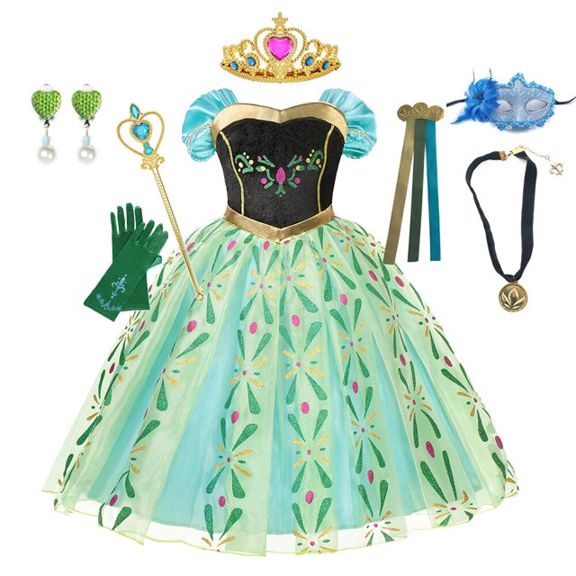 Disney Frozen Snow Queen Elsa vestido princesa Anna Halloween Cosplay disfraz para niñas niños malla blanca ropa de fiesta de graduación Vestido9-10T (etiqueta 150) Gao Jinjia LED