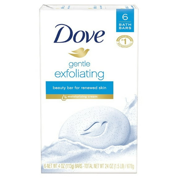 Dove Gentle Exfoliating Beauty Bar, 3.75 oz, 6 Bar