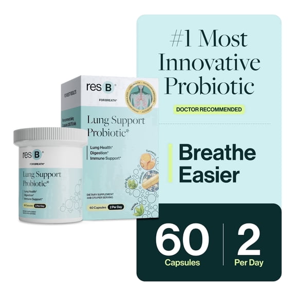resbiotic resB Lung Support Probiotic Supplement with Turmeric for Respiratory and Gut Health, 60 Count