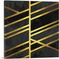 thumbnail image 1 of ARTCANVAS Art Deco Yellow Lines on Black Gray Square Canvas Art Print - Size: 26" x 26" (0.75" Deep), 1 of 9