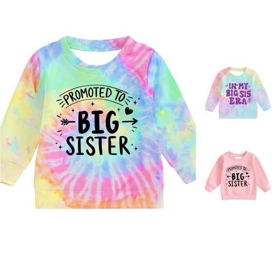 Vividxx Sweatshirts For Girls Tie Dye Long Sleeve Sweatshirt Letter Print Casual Crewneck Pullovers Tops For Everyday Wear Fashion Clothes 5-6 Years