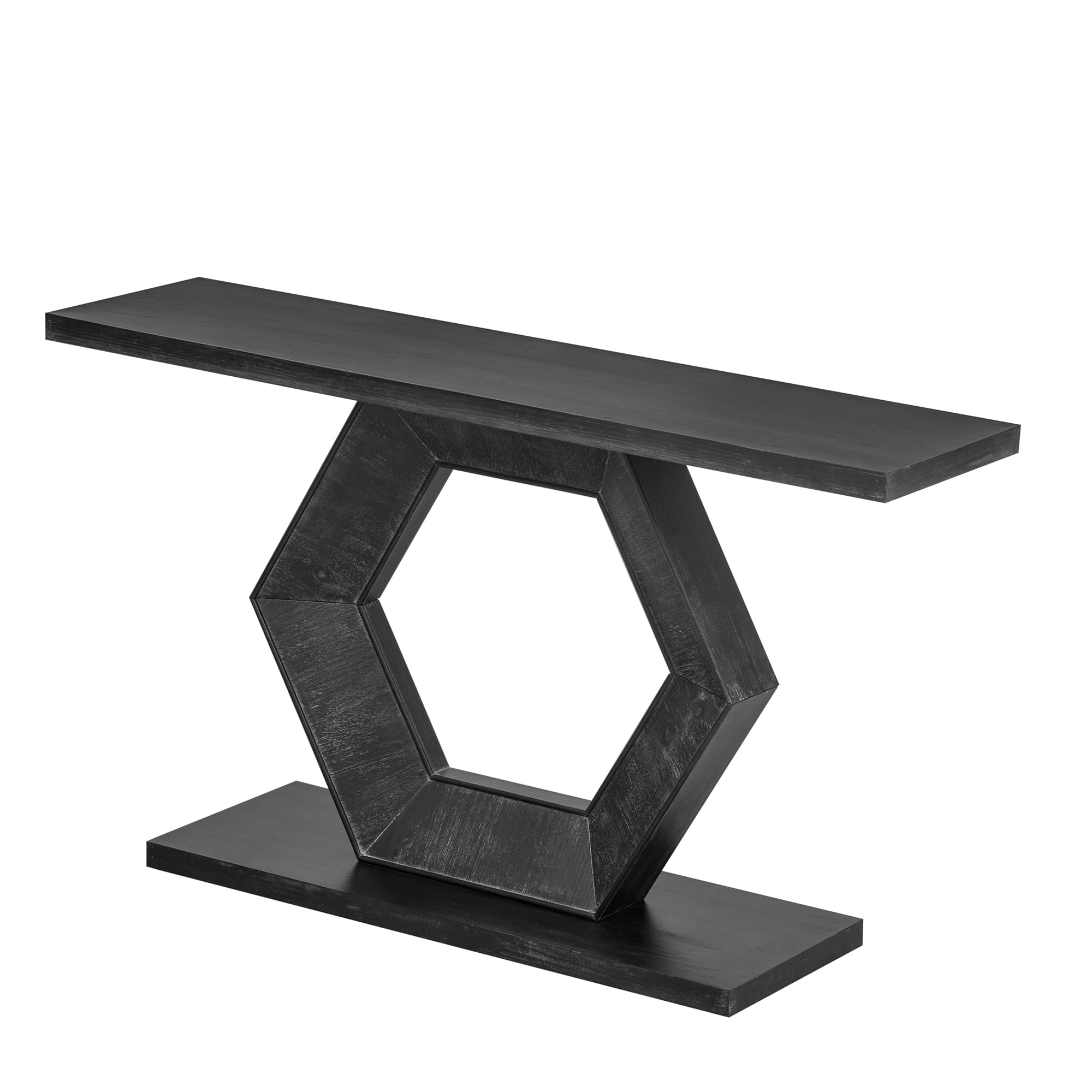 Euroco Modern Entryway Table, 55" Wooden Console Table with Hollow Hexagon Leg,Accent Table Sofa Table for Hallway, Entryway, Living Room,Black