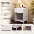 thumbnail image 5 of 26.77" Nightstand with Drawer & Open Shelf, Modern Cute Scalloped Edge Night Stand, Side Table for Bedroom Kids Room Girls Room, Light Purple, 5 of 7