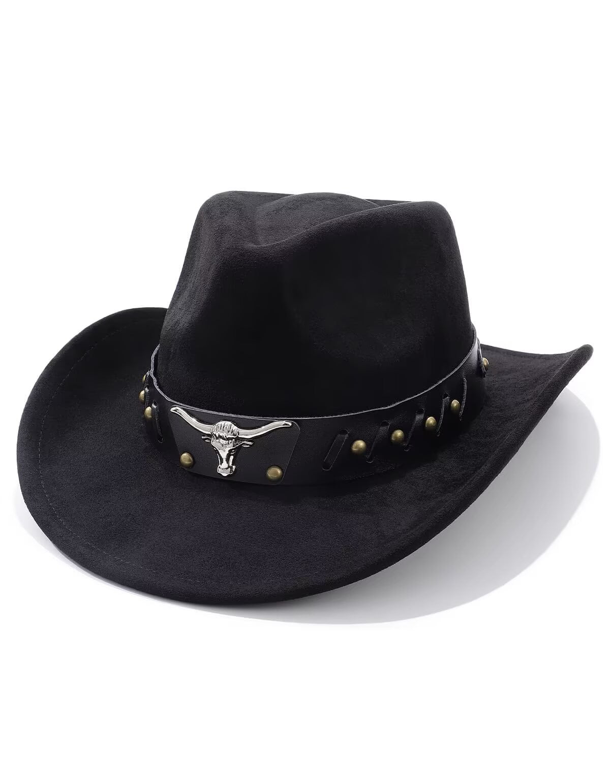 GENREEN Western Suede Cowboy Hat for Women and Men Felt Wide 