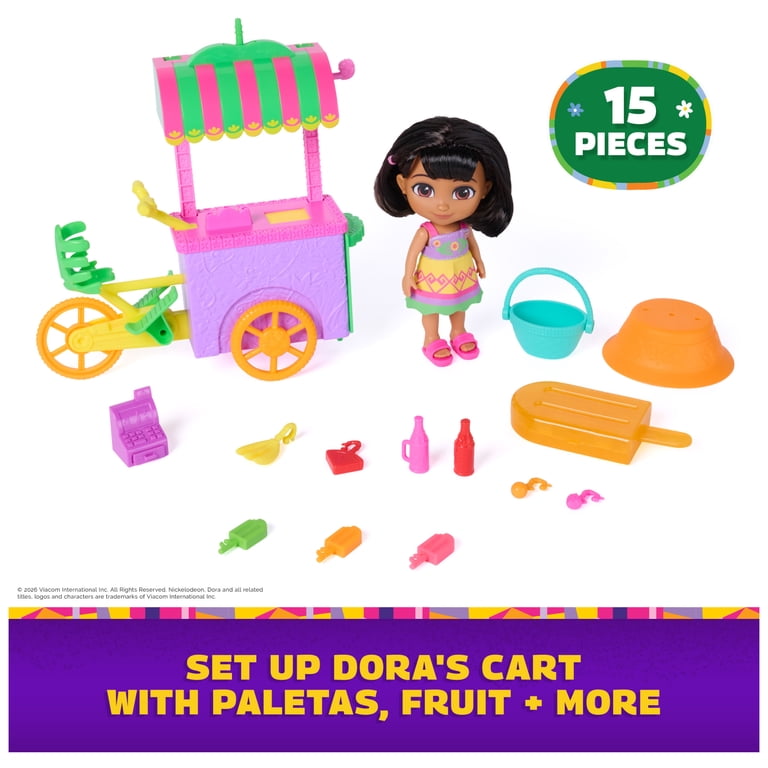 Dora, Pop 'N' Go Treat Cart with 15 Pieces, Transforming Cart