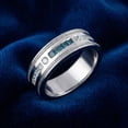 thumbnail image 4 of Pompeii 1/2 Ct Mens Blue Diamond Princess Cut Wedding Ring 10k White Gold (H,I1-I2), 4 of 5